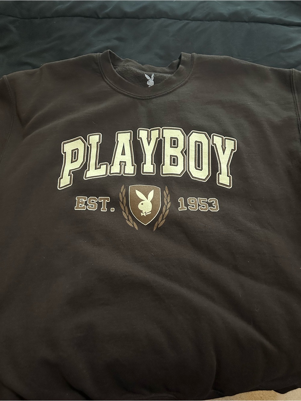 PLAYBOY Black Logo Crew Sweatshirt with Crest